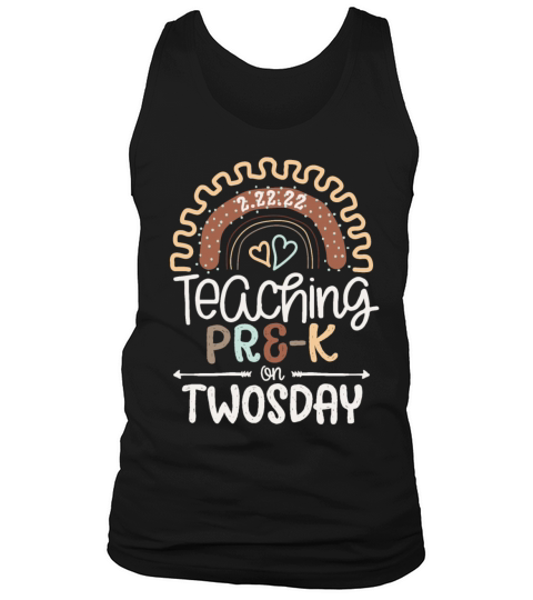Teaching Pre-K on Twosday Organic Rainbow Tank Top Unisex