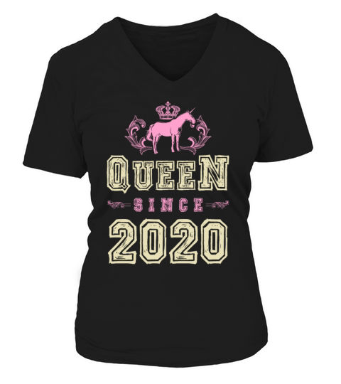 2020 Queen unicorn V-neck T-Shirt Woman