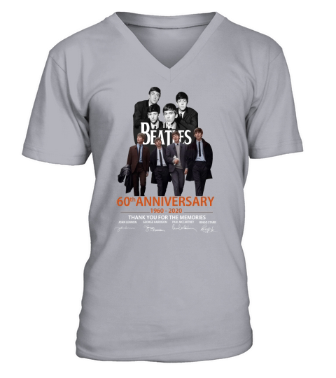 The Beatles 60th Anniversary Thank You For The Memories V-Neck T-shirt
