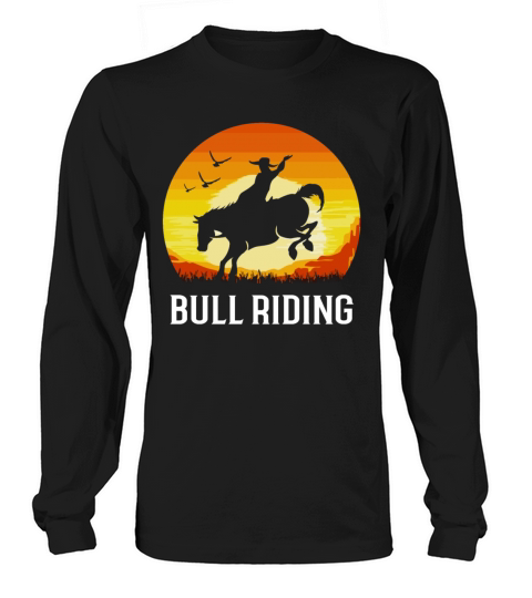 Vintage Sunset Bull Riding Retro Rodeo Women's Long Sleeve