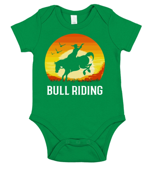 Vintage Sunset Bull Riding Retro Rodeo Short Sleeve Baby One-Piece