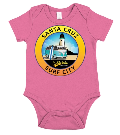 Santa Cruz California CA Light House with Van Short Sleeve Baby One-Piece