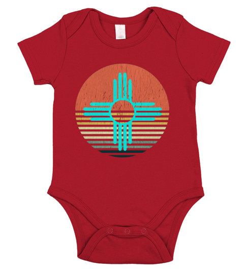 Vintage New Mexico Turquoise Zia Short Sleeve Baby One-Piece