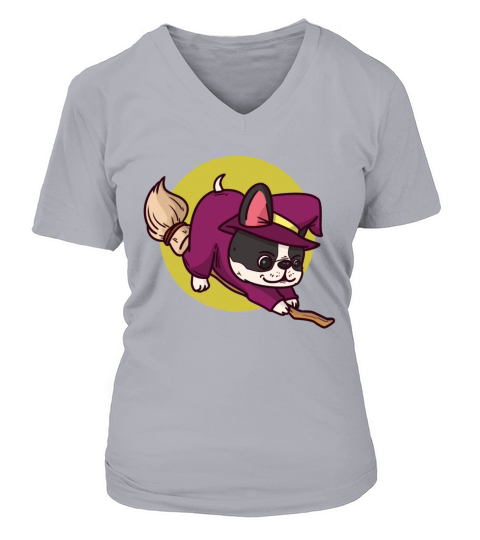 Witch costume Halloween horror broom witches Women's V-Neck T-shirt