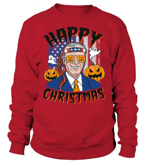 Happy Christmas Halloween American Flag Boo Funny Women's Sweatshirt