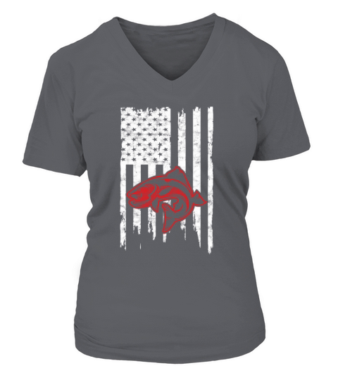 Bass Flag Fishing Fisher Fisherman Gifts Women's V-Neck T-shirt