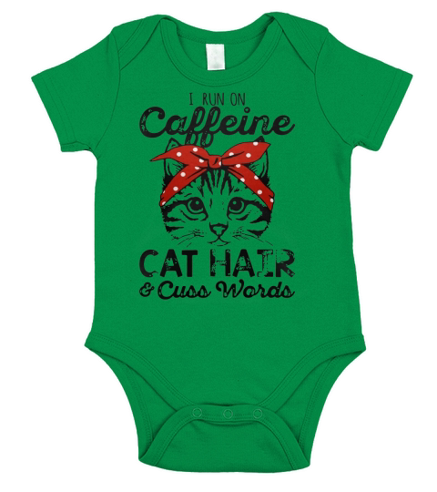 I run on caffeine cat hair and cuss words Short Sleeve Baby One-Piece