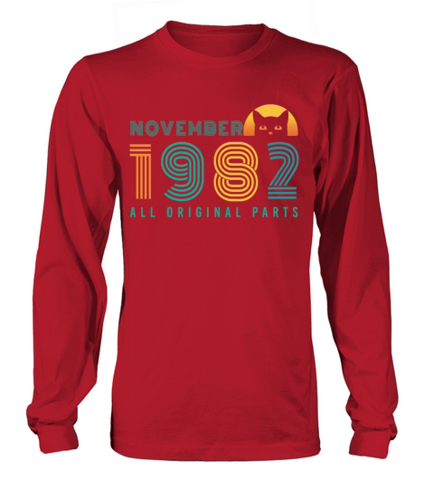 Born In November 1982 Cat Vintage Men's Long Sleeve