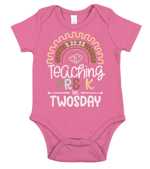 Teaching Pre-K on Twosday Organic Rainbow Short Sleeve Baby One-Piece