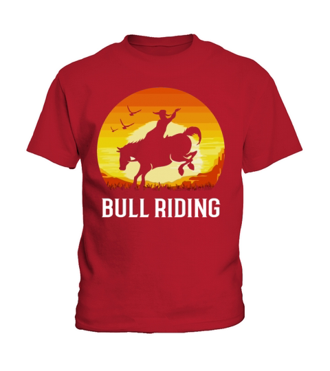 Vintage Sunset Bull Riding Retro Rodeo Kids T-Shirt