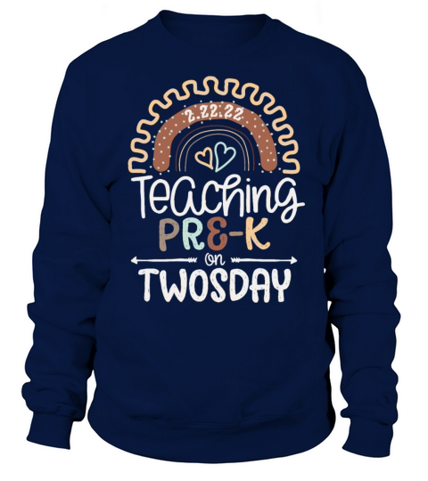 Teaching Pre-K on Twosday Organic Rainbow Sweatshirt Unisex