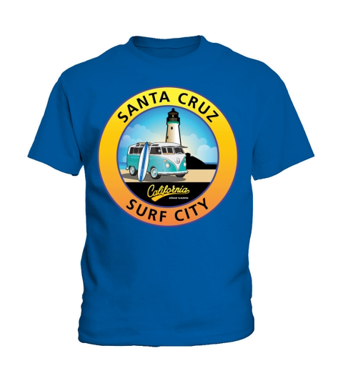 Santa Cruz California CA Light House with Van Kids T-Shirt