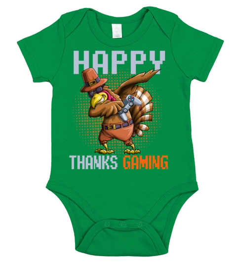 Happy Thanks Gaming Dabbing Turkey Video Gamer Tha Short Sleeve Baby One-Piece