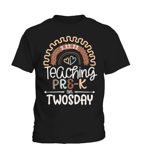 Teaching Pre-K on Twosday Organic Rainbow Kids T-Shirt