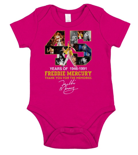 45 years of 1946-1991 Freddie Mercury thank you for the memories shirt Short Sleeve Baby One-Piece