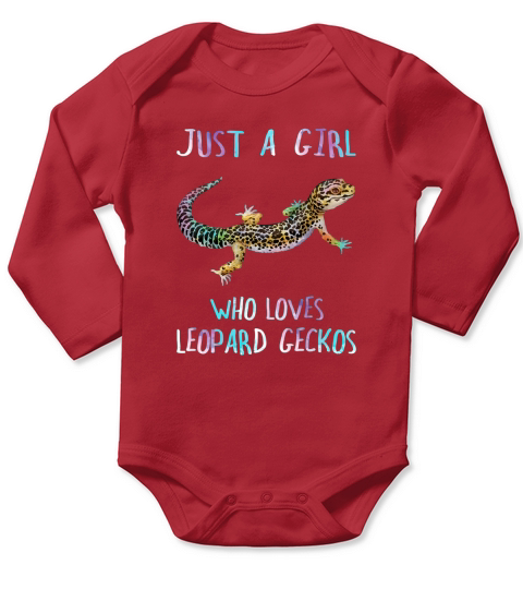 Cute Watercolor Lizard Just A Girl Who Loves Leopard Geckos Long Sleeve Baby One-Piece