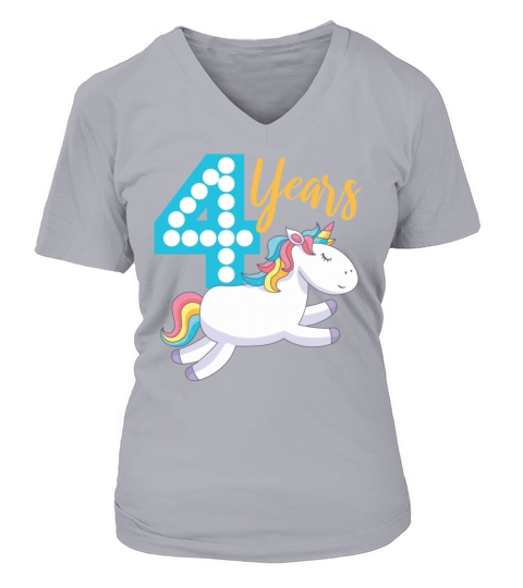 Unicorn 4th birthday Women's V-Neck T-shirt