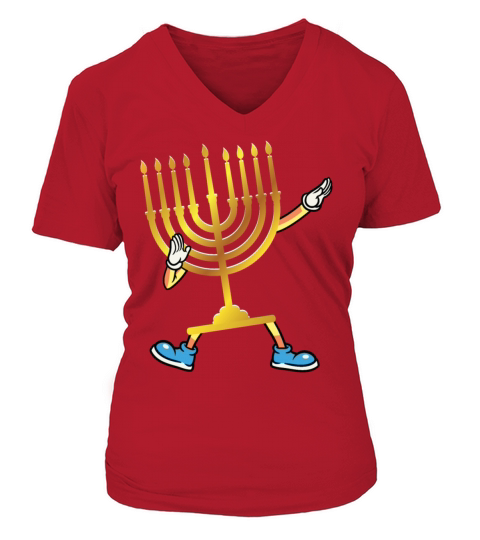 Dabbing Menorah Hanukkah Dancing Chanukah Kids Women's V-Neck T-shirt