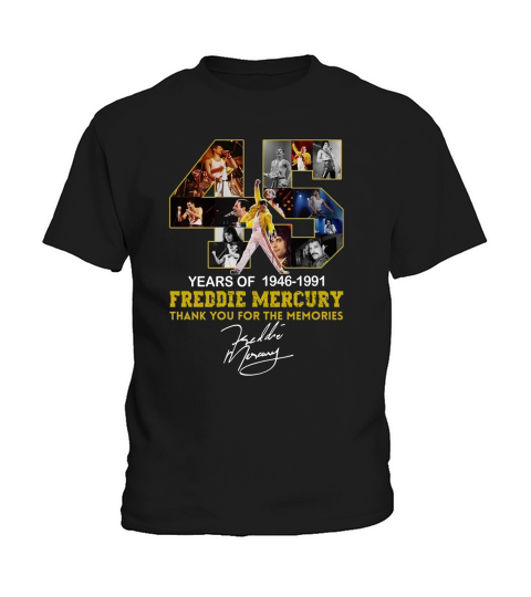 45 years of 1946-1991 Freddie Mercury thank you for the memories shirt Kids T-Shirt