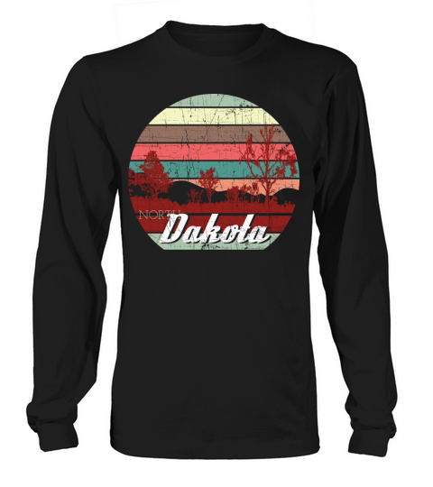 Retro Color Distressed Design North Dakota Travel Men's Long Sleeve