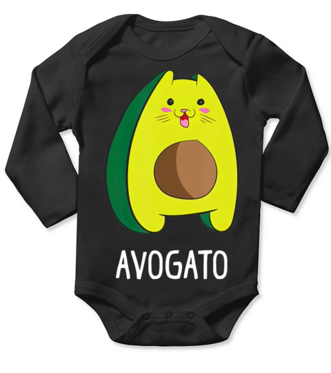Avagato Cat Design Avogato Avocado Gift Long Sleeve Baby One-Piece