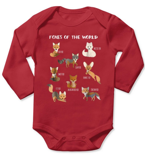Foxes of the World Funny Fox Animals Educational Long Sleeve Baby One-Piece