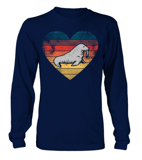 Funny Walrus Heart Retro Vintage Cool For Walrus Long sleeved Unisex