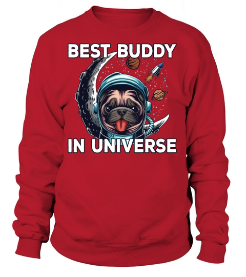 Outer Space Astronaut Pug Retro Design Women's Sweatshirt