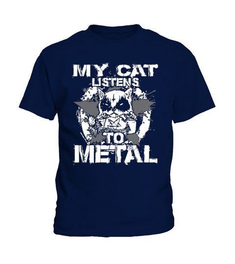 My Cat Listens to metal t-shirt Kids T-Shirt