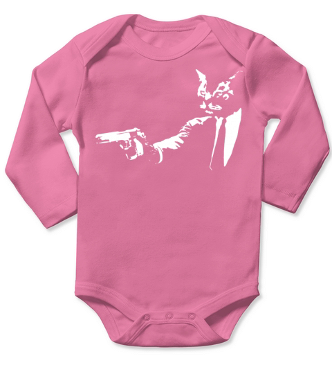 Grumpy Cat with a gun Long Sleeve Baby One-Piece
