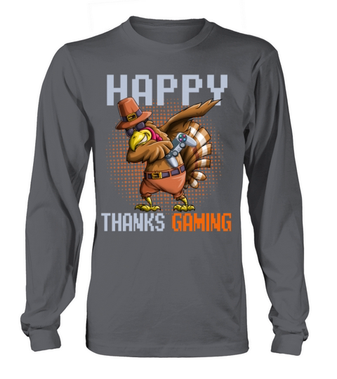 Happy Thanks Gaming Dabbing Turkey Video Gamer Tha Men's Long Sleeve