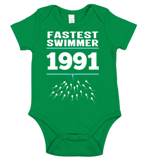 30th Birthday Man Fastest Swimmer 1991 Short Sleeve Baby One-Piece