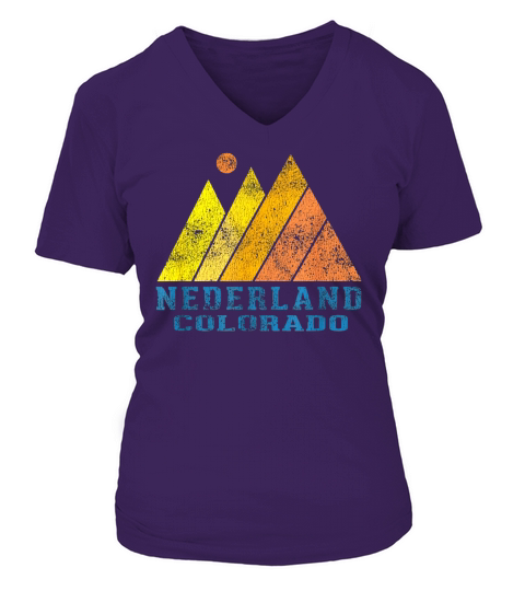 Vintage Nederland Colorado Mountain Sunset Retro T-Shirt V-neck T-Shirt Woman