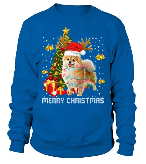 Pomeranian Christmas Lights Tree Santa Xmas Pajama Men's Sweatshirt