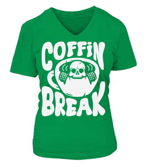 Funny Halloween coffee lover coffin break shirt Women's V-Neck T-shirt