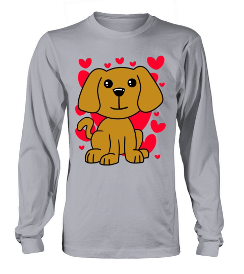 Dog Lovely T-Shirt - Valentines Day Cute Hearts Men's Long Sleeve