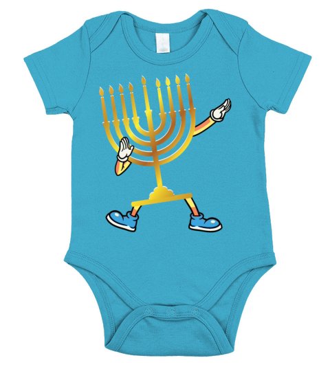 Dabbing Menorah Hanukkah Dancing Chanukah Kids Short Sleeve Baby One-Piece