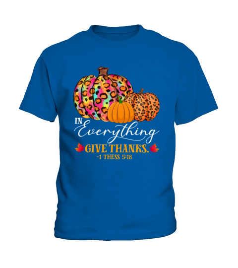 In Everything Give Thanksgiving Leopard Pumpkin Kids T-Shirt