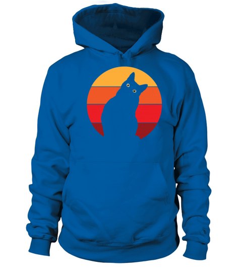 Vintage Retro 80s Curious Cute Cat on Sunset Women's Hoodie