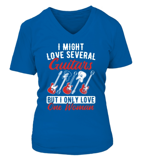 Love One Musician Band Player Guitarist Several V-neck T-Shirt Woman