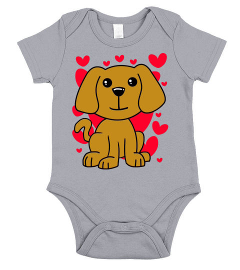 Dog Lovely T-Shirt - Valentines Day Cute Hearts Short Sleeve Baby One-Piece