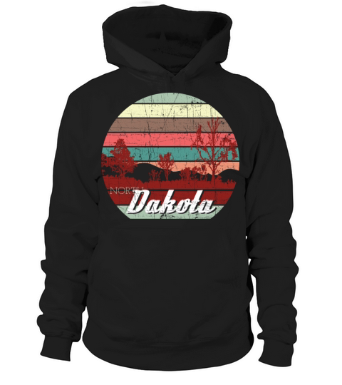 Retro Color Distressed Design North Dakota Travel Men's Hoodie