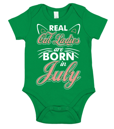 Real Cat Ladies Are Born In July Short Sleeve Baby One-Piece