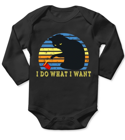 Do What I Want Black Cat Red Cup Long Sleeve Baby One-Piece