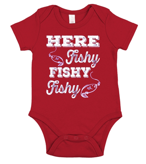 Fisherman Birthday Gift - Funny Fishing Here Short Sleeve Baby One-Piece