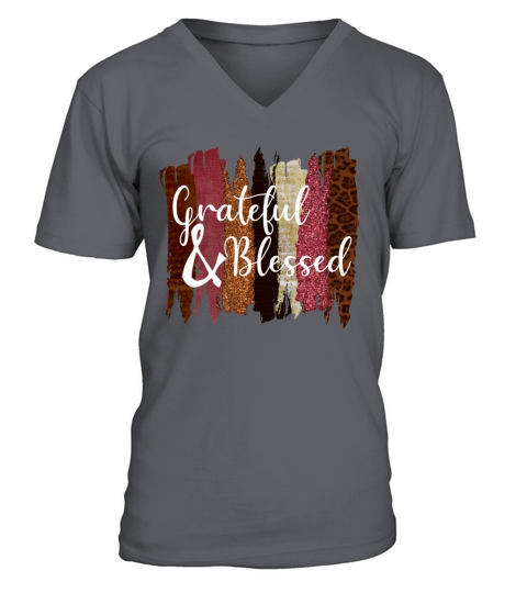 Grateful and Blessed brushstroke design Men's V-Neck T-shirt