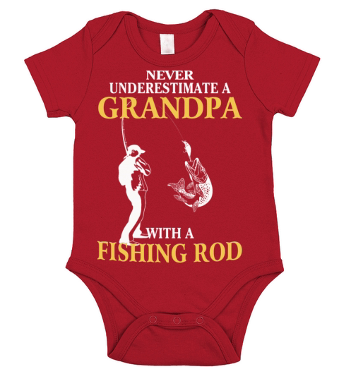 Grandpa with a fishing rod - Never underestimate Short Sleeve Baby One-Piece