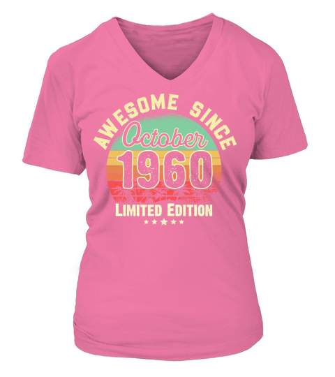 October 1960 61st Year Old Birthday Gift Retro Women's V-Neck T-shirt