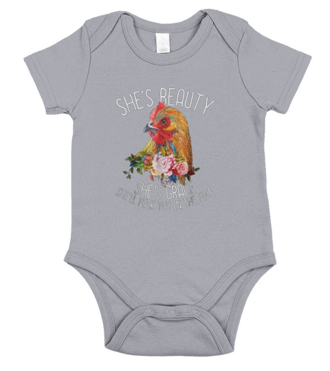 She’s Beauty She’s Grace She’ll Peck You In The Face Chicken Flower shirt Short Sleeve Baby One-Piece