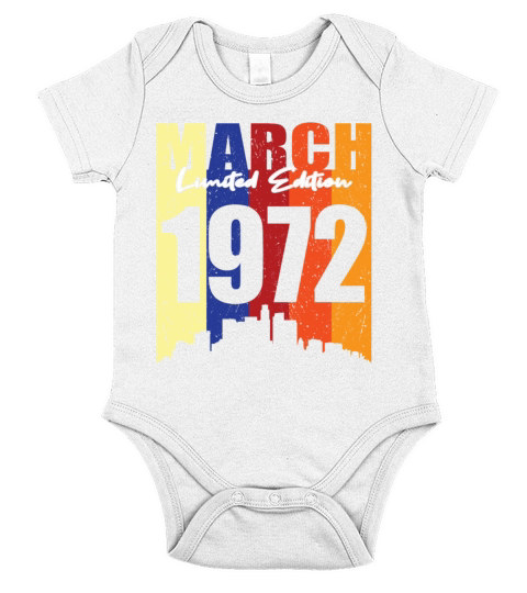 50th birthday vintage march 1972 limited edition Short Sleeve Baby One-Piece